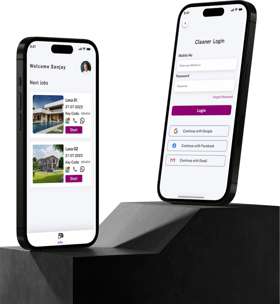 Two phones showcasing turnbnb