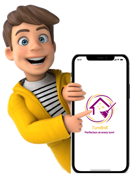 Boy showing the turnbnb app