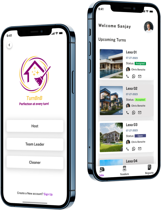 Two phones showcasing turnbnb